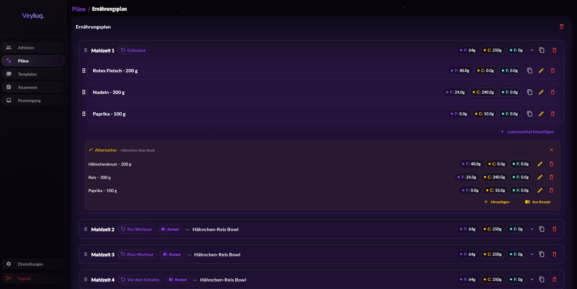 Ernährungsplanerstellung